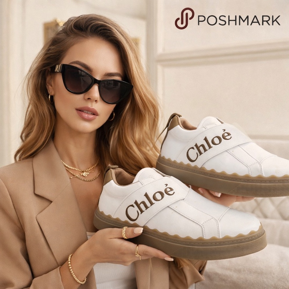 Chloe Women’s White and Brown butterly leatherSneakers
